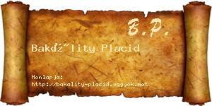 Bakálity Placid névjegykártya